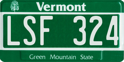 VT license plate LSF324