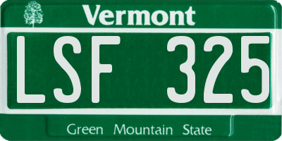 VT license plate LSF325