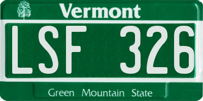 VT license plate LSF326