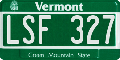 VT license plate LSF327