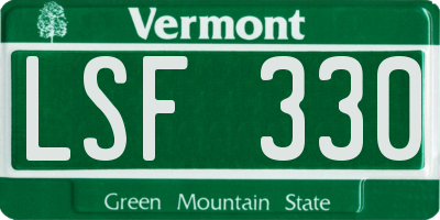 VT license plate LSF330