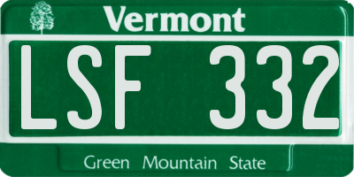 VT license plate LSF332