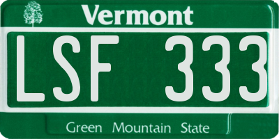 VT license plate LSF333