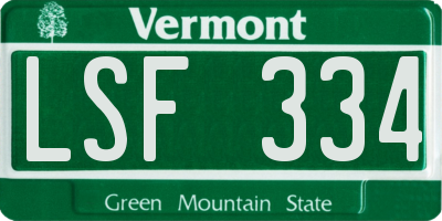 VT license plate LSF334