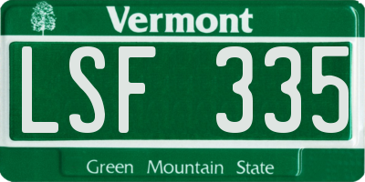 VT license plate LSF335