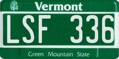 VT license plate LSF336