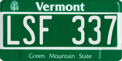 VT license plate LSF337