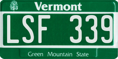 VT license plate LSF339