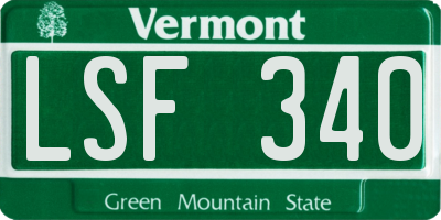 VT license plate LSF340