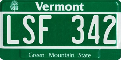 VT license plate LSF342