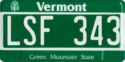 VT license plate LSF343