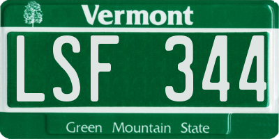 VT license plate LSF344