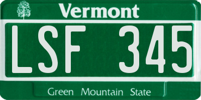 VT license plate LSF345