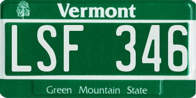 VT license plate LSF346