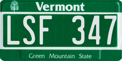 VT license plate LSF347