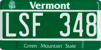 VT license plate LSF348