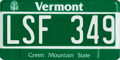 VT license plate LSF349