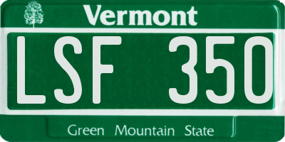 VT license plate LSF350