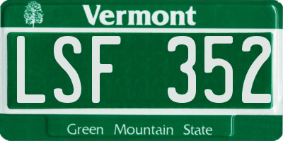 VT license plate LSF352