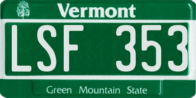 VT license plate LSF353