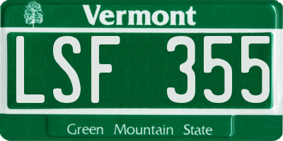VT license plate LSF355