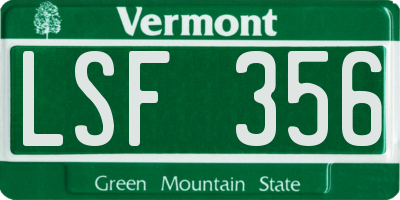 VT license plate LSF356