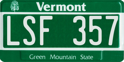 VT license plate LSF357