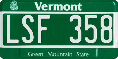 VT license plate LSF358