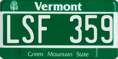 VT license plate LSF359
