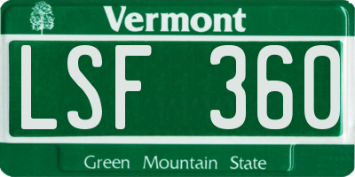 VT license plate LSF360