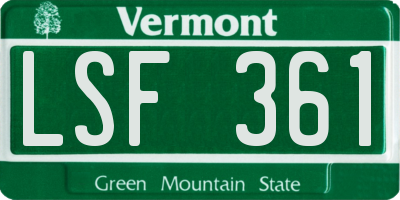VT license plate LSF361