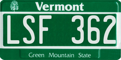 VT license plate LSF362