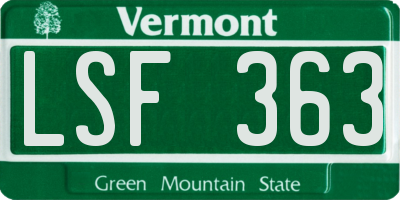 VT license plate LSF363