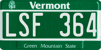 VT license plate LSF364