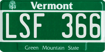 VT license plate LSF366