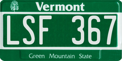 VT license plate LSF367