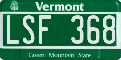 VT license plate LSF368