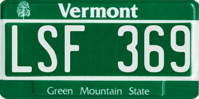 VT license plate LSF369