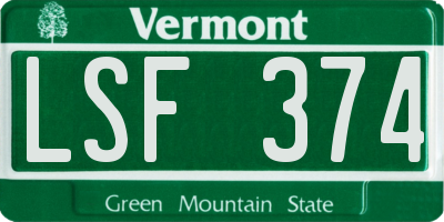 VT license plate LSF374