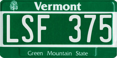VT license plate LSF375