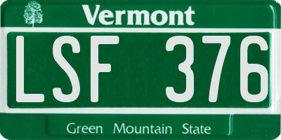 VT license plate LSF376