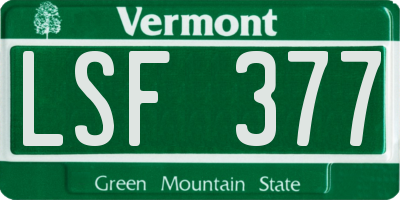 VT license plate LSF377