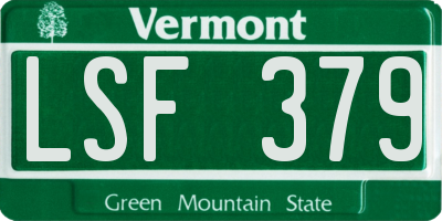 VT license plate LSF379