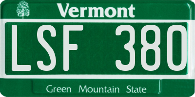 VT license plate LSF380