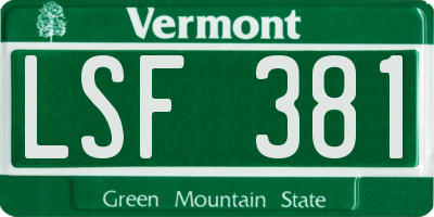 VT license plate LSF381