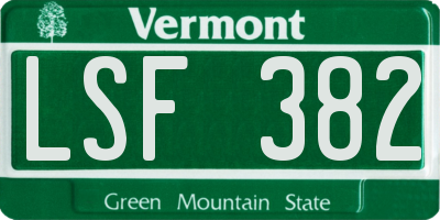 VT license plate LSF382