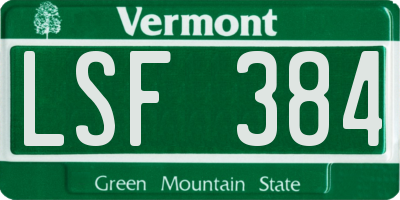 VT license plate LSF384