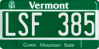 VT license plate LSF385