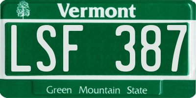 VT license plate LSF387