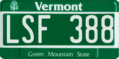 VT license plate LSF388